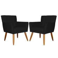 Kit 02 Poltronas Decorativas Onix Suede Preto - DS Móveis