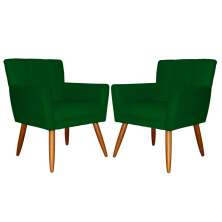Kit 02 Poltronas Decorativas Onix Suede Verde - DS Estofados