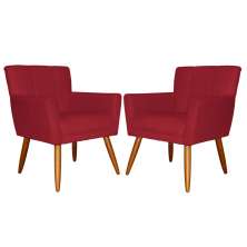 Kit 02 Poltronas Decorativas Onix Suede Vermelho - DS Móveis