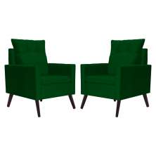 Kit 02 Poltronas Ligia Requinte Suede Verde - DS Estofados