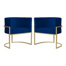 Kit 02 Poltronas Luana Para Sala Suede Azul Marinho - DS Estofados
