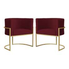 Kit 02 Poltronas Luana Para Sala Suede Bordô - DS Estofados
