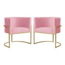 Kit 02 Poltronas Luana Para Sala Suede Rosa - DS Estofados
