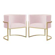 Kit 02 Poltronas Luana Para Sala Suede Rosa Bebê - DS Estofados
