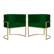 Kit 02 Poltronas Luana Para Sala Suede Verde - DS Estofados