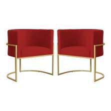 Kit 02 Poltronas Luana Para Sala Suede Vermelho - DS Estofados