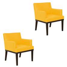 Kit 02 Poltronas Vitória Sala e Recepção Napa Amarelo - DS Estofados