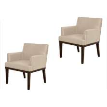 Kit 02 Poltronas Vitória Sala e Recepção Napa Bege - DS Estofados