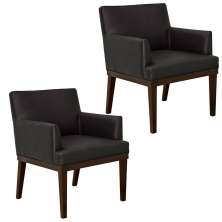 Kit 02 Poltronas Vitória Sala e Recepção Napa Preto - DS Estofados