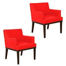 Kit 02 Poltronas Vitória Sala e Recepção Napa Vermelho - DS Estofados