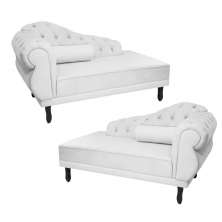 Kit 02 Recamier Namoradeira Divã Lado Direito e Esquerdo Larissa Suede Branco