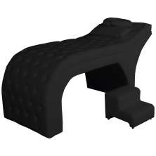 Maca Estofada Capitonê Corino Preto 80cm - DS Estofados