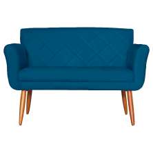 Namoradeira Decorativa Isabela Pés Palito Suede Azul Marinho Claro - DS Estofados