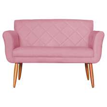 Namoradeira Decorativa Isabela Pés Palito Suede Rosa - DS Estofados