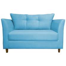 Namoradeira Decorativa Isis Pés Trapézio Suede Azul Turquesa - DS Estofados
