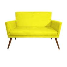 Namoradeira Decorativa Nina Com Rodapé Suede Amarelo - DS Estofados