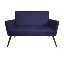 Namoradeira Decorativa Nina Com Rodapé Suede Azul Escuro - DS Estofados