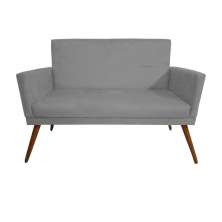 Namoradeira Decorativa Nina Com Rodapé Suede Cinza - DS Estofados