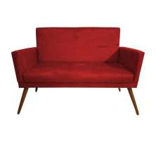 Namoradeira Decorativa Nina com Rodapé Suede Vermelho - DS Estofados
