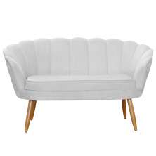 Namoradeira Decorativa Pétala Suede Branca Pés de Madeira - Ds Estofados