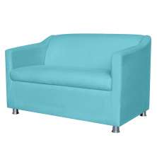Namoradeira Decorativa Tilla Pés Cromados Suede Azul Turquesa - DS Estofados