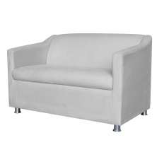 Namoradeira Decorativa Tilla Pés Cromados Suede Branco - DS Estofados