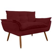 Namoradeira Poltrona Sofá decorativa 02 Lugares Opalla Bordô  - DS Estofados