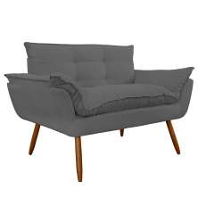 Namoradeira Poltrona Sofá decorativa 02 Lugares Opalla Cinza  - DS Estofados