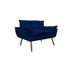 Namoradeira Poltrona Sofá decorativa 02 Lugares Opalla Pés Palito Azul Marinho  - DS Estofados