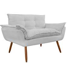 Namoradeira Poltrona Sofá decorativa 02 Lugares Opalla Pés Palito Branco - DS Estofados