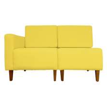 Poltrona Decorativa Alice Lado Direito Pés Trapézio Suede Amarelo - DS Estofados