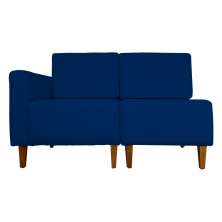 Poltrona Decorativa Alice Lado Direito Pés Trapézio Suede Azul Marinho - DS Estofados