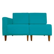 Poltrona Decorativa Alice Lado Direito Pés Trapézio Suede Azul Turquesa - DS Estofados