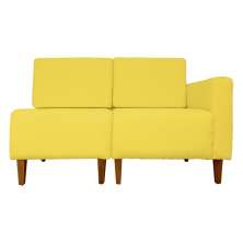 Poltrona Decorativa Alice Lado Esquerdo Pés Trapézio Suede Amarelo