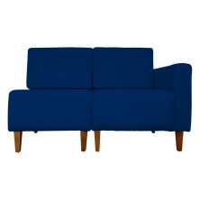 Poltrona Decorativa Alice Lado Esquerdo Pés Trapézio Suede Azul Marinho