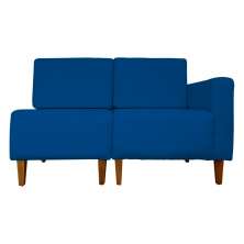 Poltrona Decorativa Alice Lado Esquerdo Pés Trapézio Suede Azul Royal