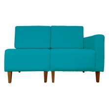 Poltrona Decorativa Alice Lado Esquerdo Pés Trapézio Suede Azul Turquesa