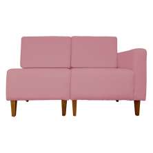 Poltrona Decorativa Alice Lado Esquerdo Pés Trapézio Suede Rosa