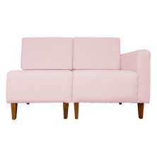 Poltrona Decorativa Alice Lado Esquerdo Pés Trapézio Suede Rosa Bebê