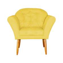 Poltrona Decorativa Amélia Pés Palito Suede Amarelo - DS Estofados