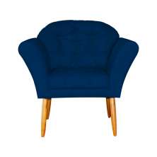 Poltrona Decorativa Amélia Pés Palito Suede Azul Marinho - DS Estofados