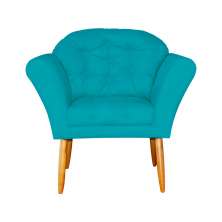 Poltrona Decorativa Amélia Pés Palito Suede Azul Turquesa - DS Estofados