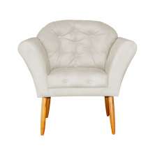 Poltrona Decorativa Amélia Pés Palito Suede Bege - DS Estofados