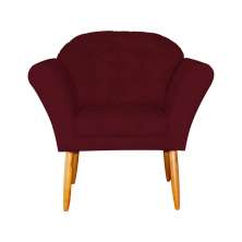 Poltrona Decorativa Amélia Pés Palito Suede Bordô - DS Estofados