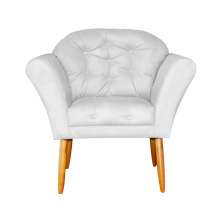 Poltrona Decorativa Amélia Pés Palito Suede Branco - DS Estofados