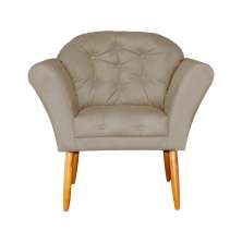 Poltrona Decorativa Amélia Pés Palito Suede Capuccino - DS Estofados