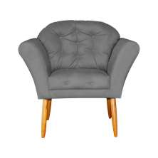Poltrona Decorativa Amélia Pés Palito Suede Cinza - DS Estofados