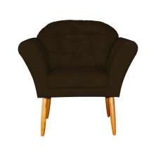 Poltrona Decorativa Amélia Pés Palito Suede Marrom - DS Estofados
