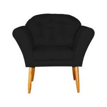 Poltrona Decorativa Amélia Pés Palito Suede Preto - DS Estofados