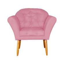 Poltrona Decorativa Amélia Pés Palito Suede Rosa - DS Estofados